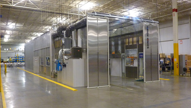 a large powder coating booth
